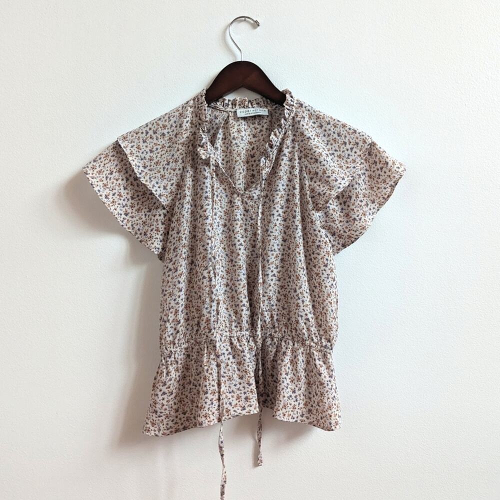 Paper Crane Blouse Women's Sz Medium Floral Cottagecore Flowy V-neck Dainty